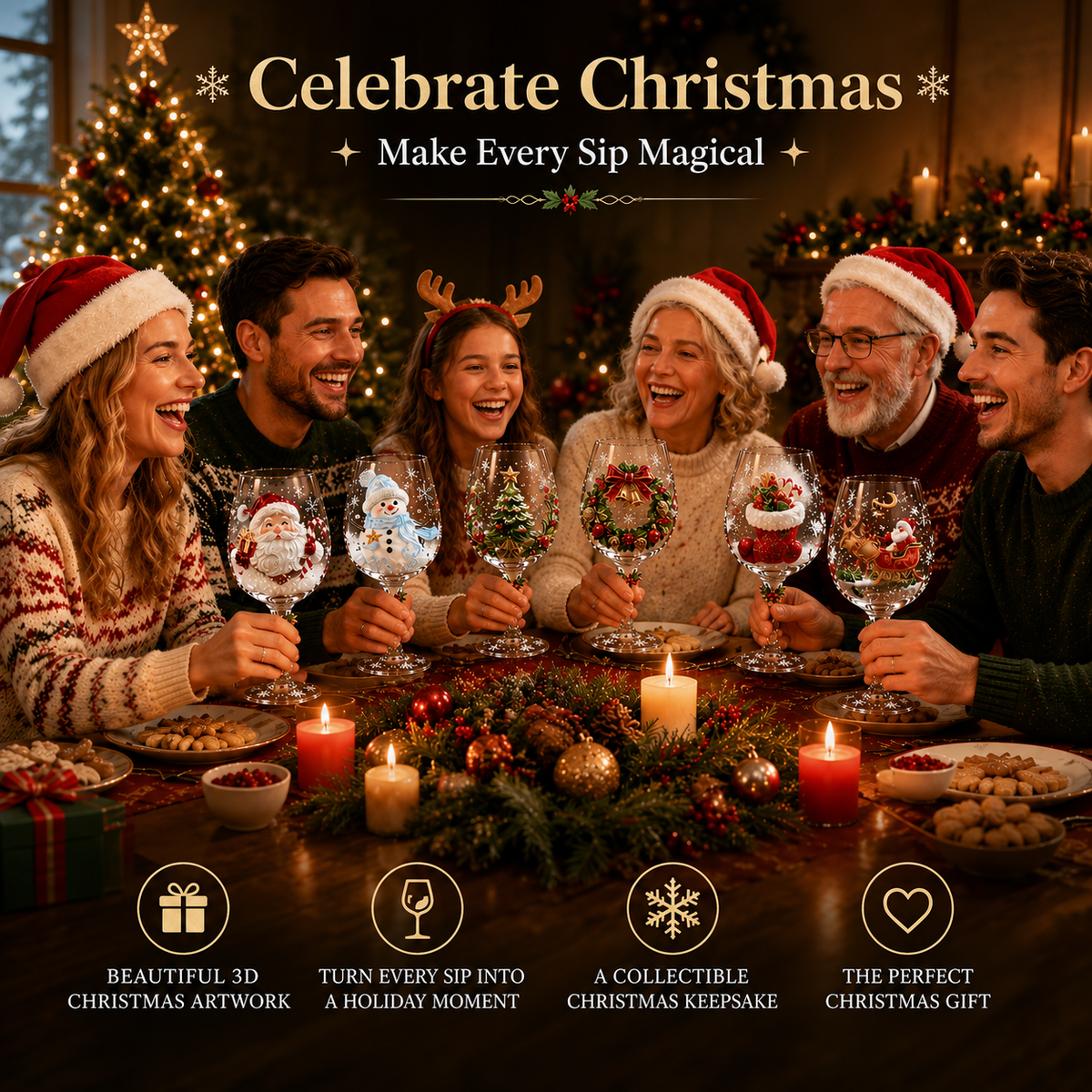 🔥🎁Christmas 3D Wine Glass Collection Gift Box Set✨