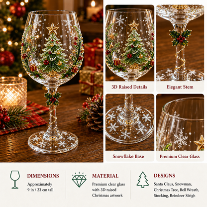 🔥🎁Christmas 3D Wine Glass Collection Gift Box Set✨