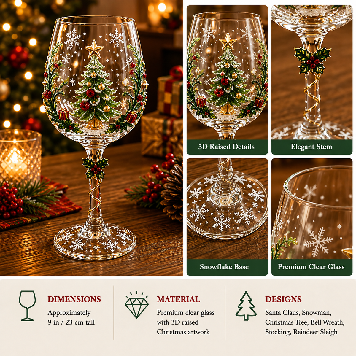 🔥🎁Christmas 3D Wine Glass Collection Gift Box Set✨