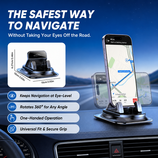 🚗 360° Rotating Car Phone Holder – Secure Grip, Easy Viewing & Hands-Free Driving