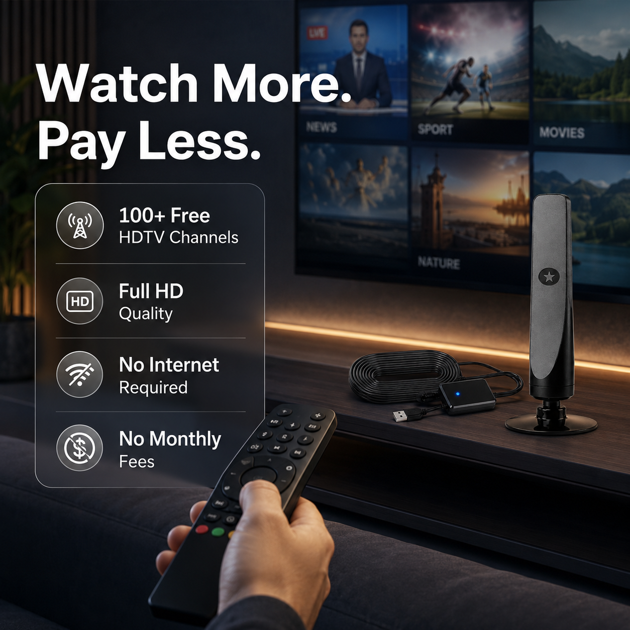 📺 No Subscription. No Installation. Just Plug In & Enjoy Local TV.