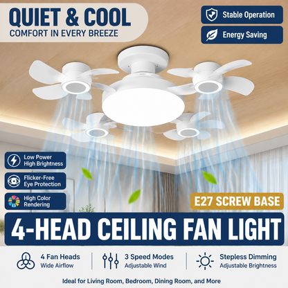 2026 Upgraded E9 Screw-In Ceiling Fan with LED Light | No Wiring Required