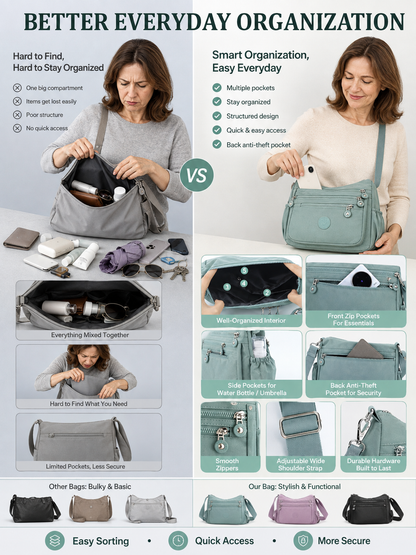 💖 Everyday Favorite Nylon Crossbody Bag with Multi-Pocket Storage