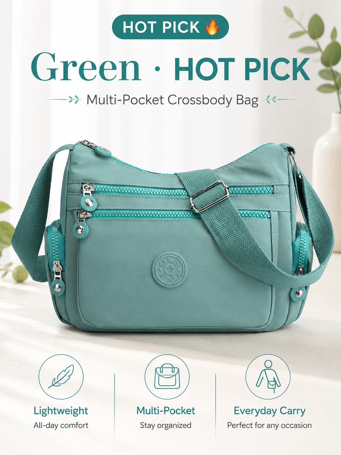 💖 Everyday Favorite Nylon Crossbody Bag with Multi-Pocket Storage