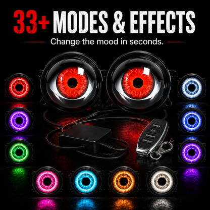 🔥RGB Animated Eye LED Headlight Kit – 33+ Colors & Effects