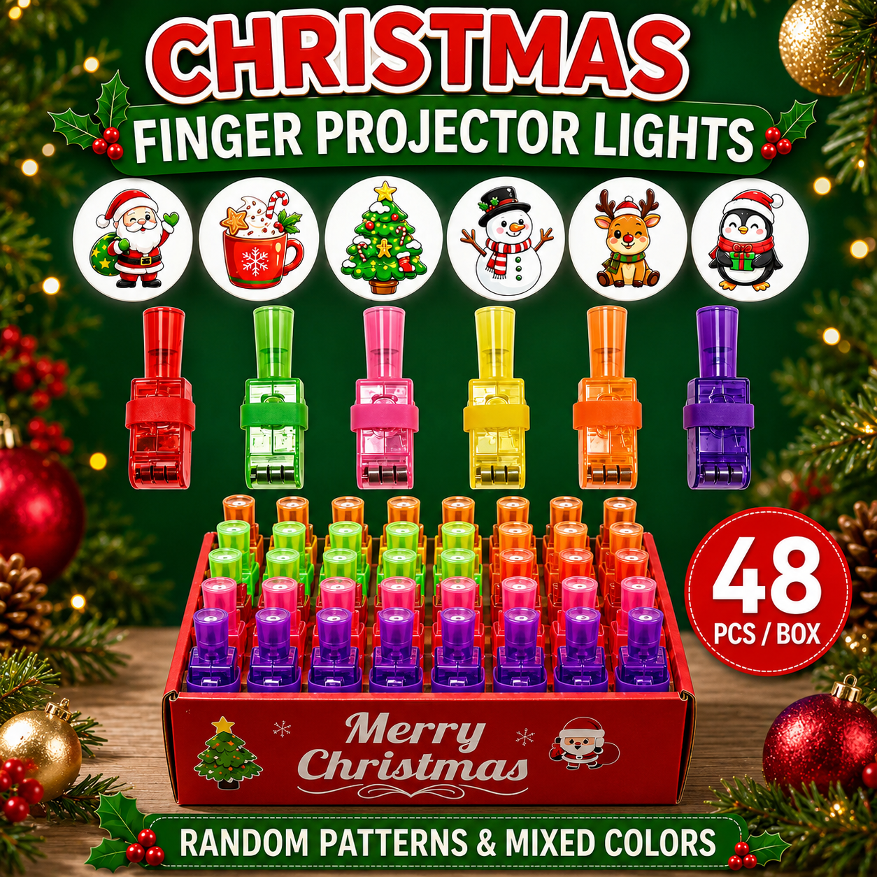 🎃 48PCS Halloween Finger Projector Rings – Light Up Every Spooky Moment