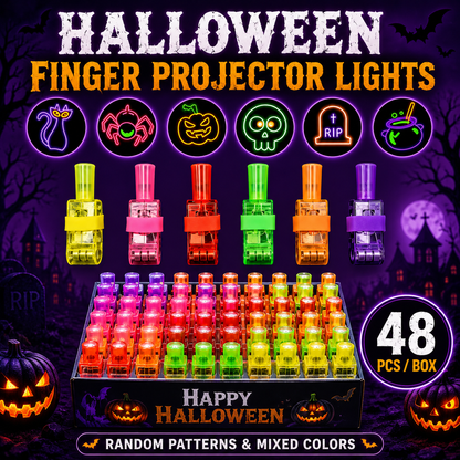 🎃 48PCS Halloween Finger Projector Rings – Light Up Every Spooky Moment