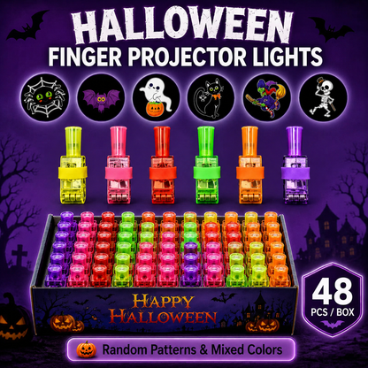 🎃 48PCS Halloween Finger Projector Rings – Light Up Every Spooky Moment