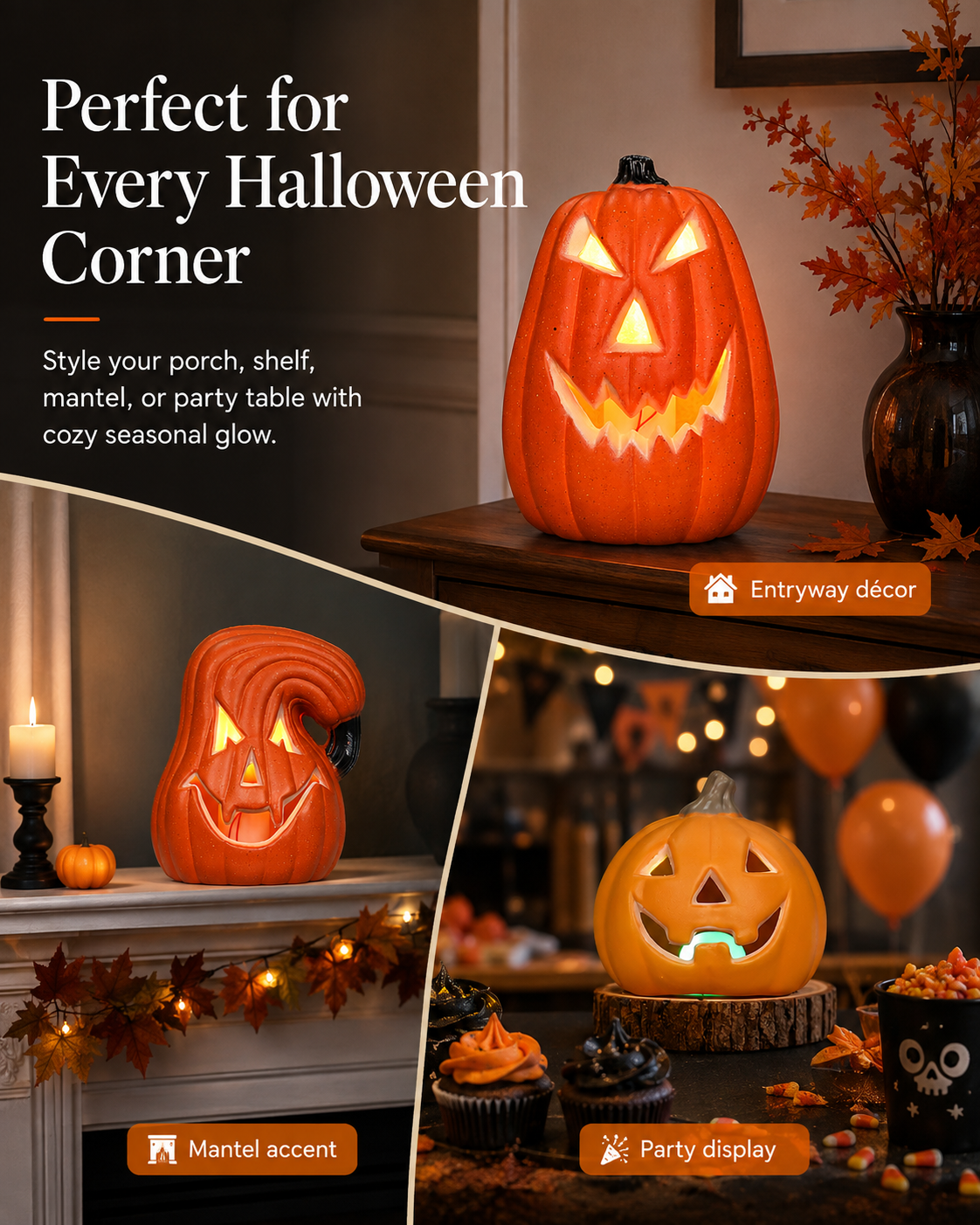 🔥 Halloween Sale 49% OFF – Glowing Pumpkin Lantern Decor | 3 Styles Available