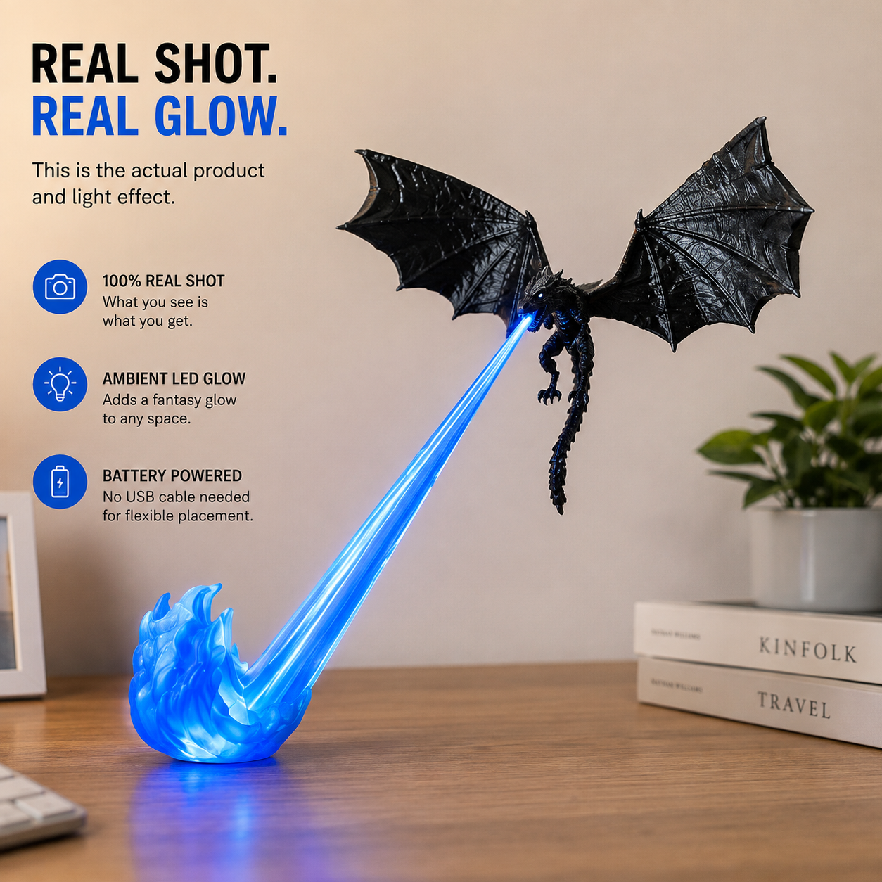 🐉 Glowing Dragon Bookend – Bring Your Shelf to Life with a Fiery LED Effect