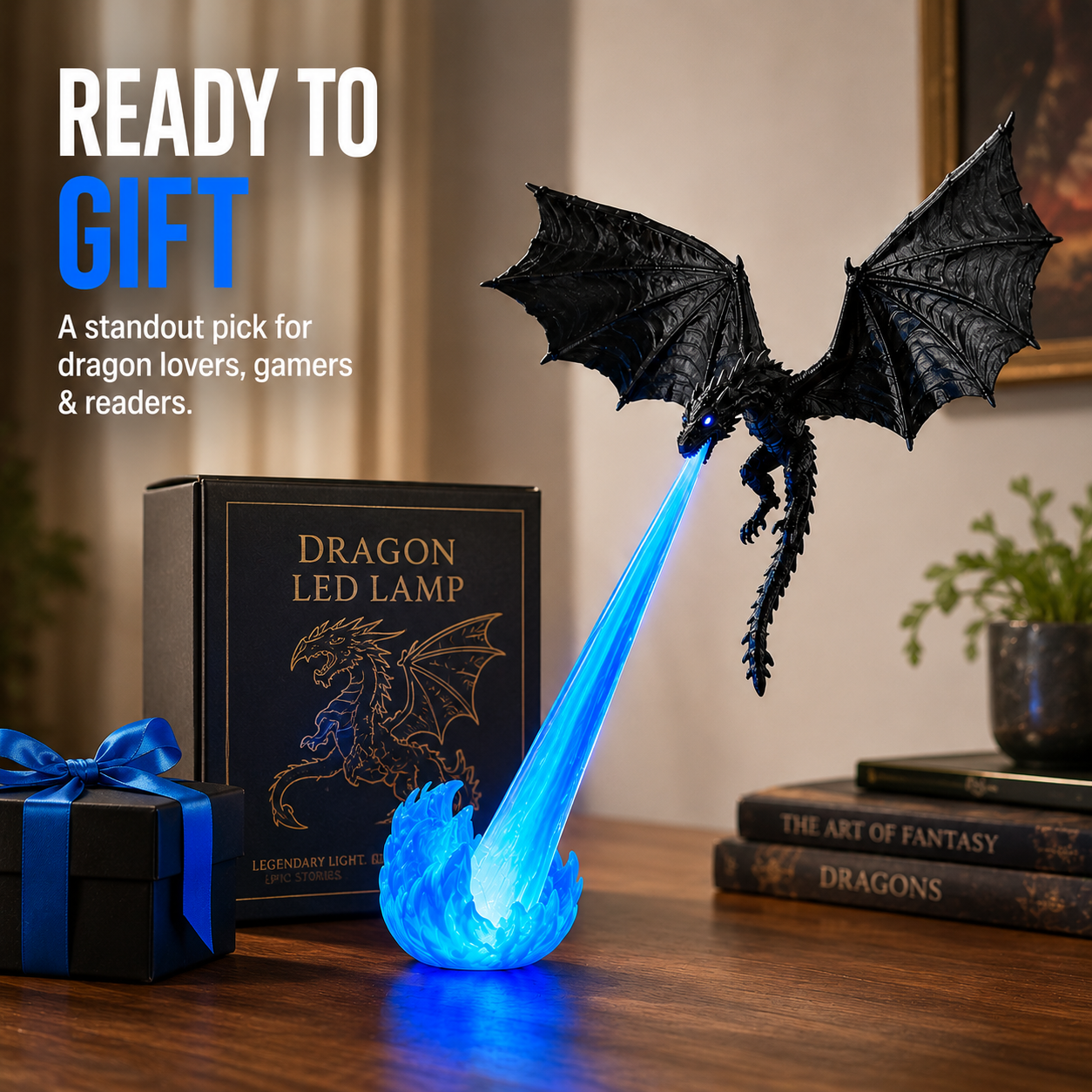 🐉 Glowing Dragon Bookend – Bring Your Shelf to Life with a Fiery LED Effect