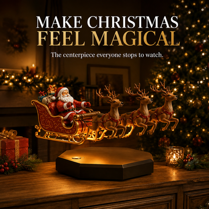 🛷🎅Floating Santa Sleigh with 4 Reindeer-Magnetic Christmas Magic