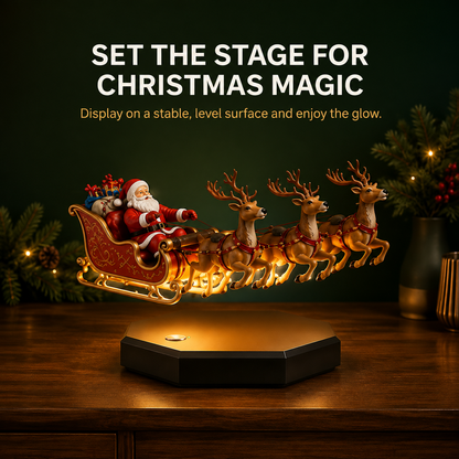 🛷🎅Floating Santa Sleigh with 4 Reindeer-Magnetic Christmas Magic