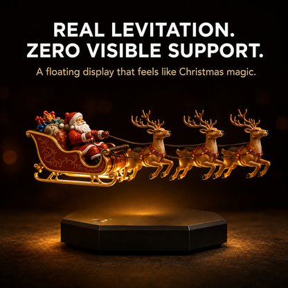 🛷🎅Floating Santa Sleigh with 4 Reindeer-Magnetic Christmas Magic