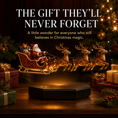 🛷🎅Floating Santa Sleigh with 4 Reindeer-Magnetic Christmas Magic