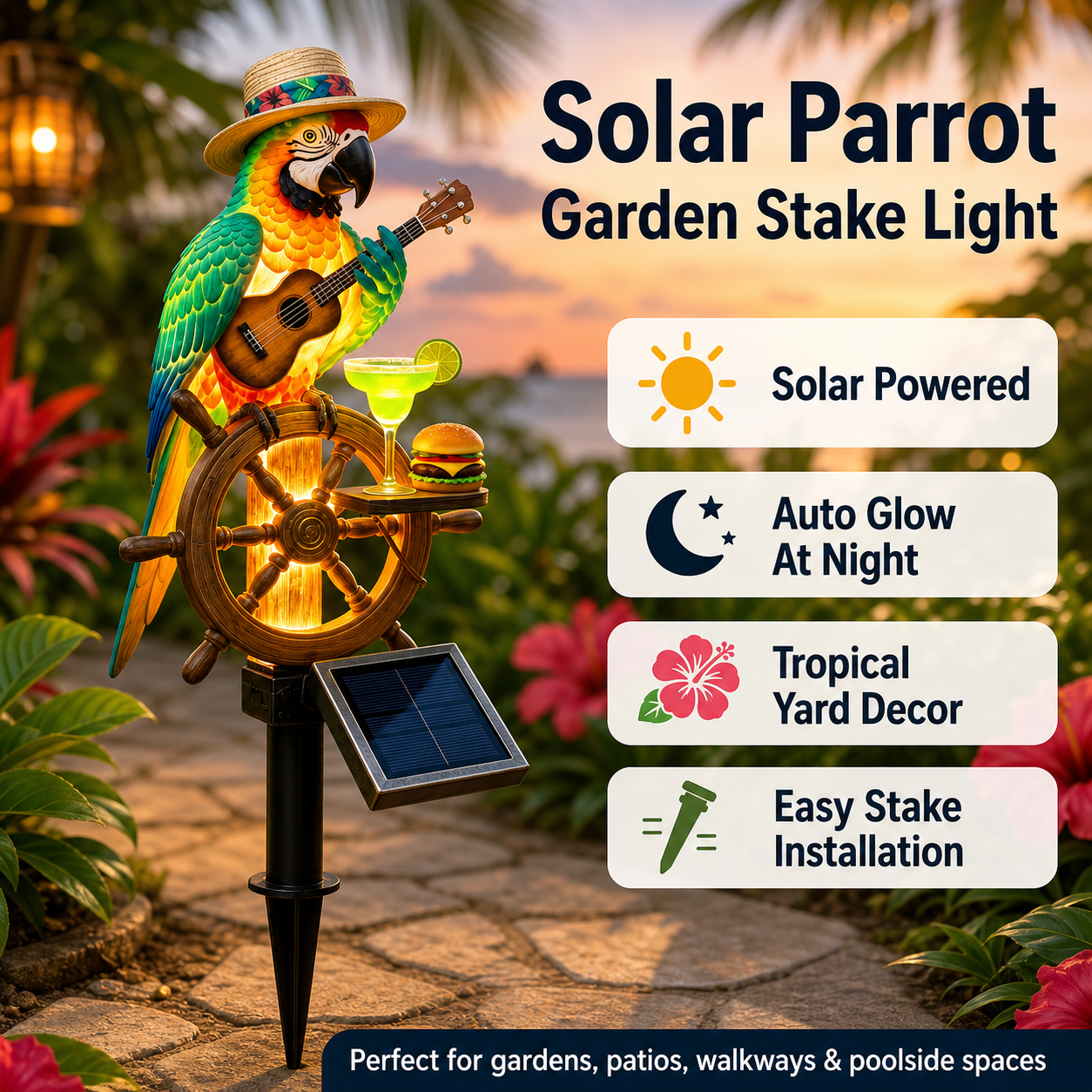 🔥Last Day 49% OFF Sola🔥-🌴Powered Parrot Garden Light- "Welcome to Paradise"