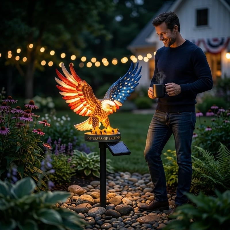 🔥LAST DAY 60% OFF – Solar Eagle Garden Light – A Glowing Tribute to American Freedom