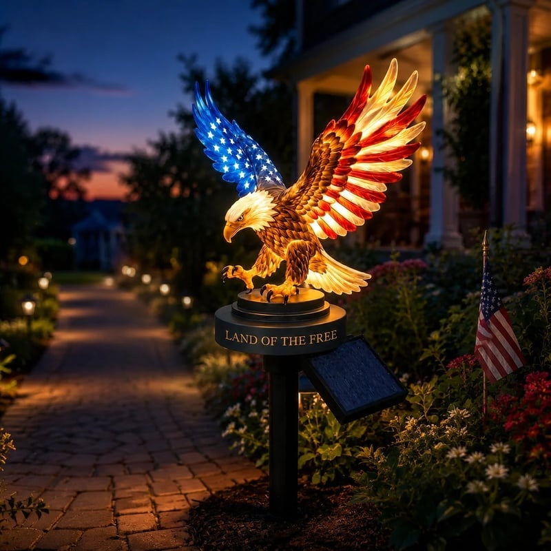 🔥LAST DAY 60% OFF – Solar Eagle Garden Light – A Glowing Tribute to American Freedom
