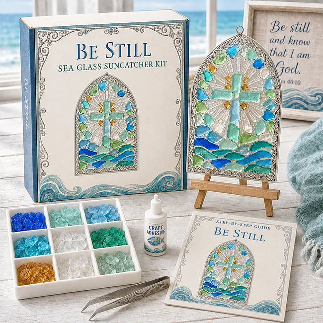 🎅 2026 Christmas Gift 50% Off--“Be Still” Christian Sea Glass Suncatcher DIY Kit
