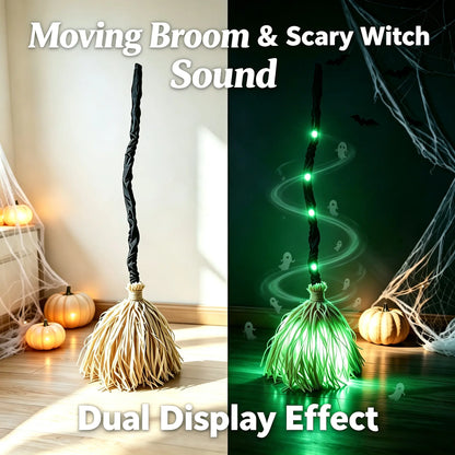 Animated Witch Broom with Lights & Spooky Sounds For Tiktok