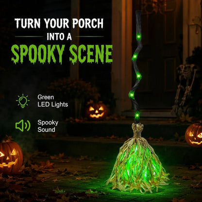 Animated Witch Broom with Lights & Spooky Sounds For Tiktok