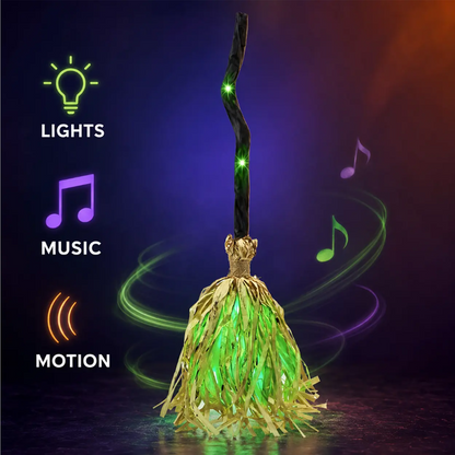 Animated Witch Broom with Lights & Spooky Sounds For Tiktok