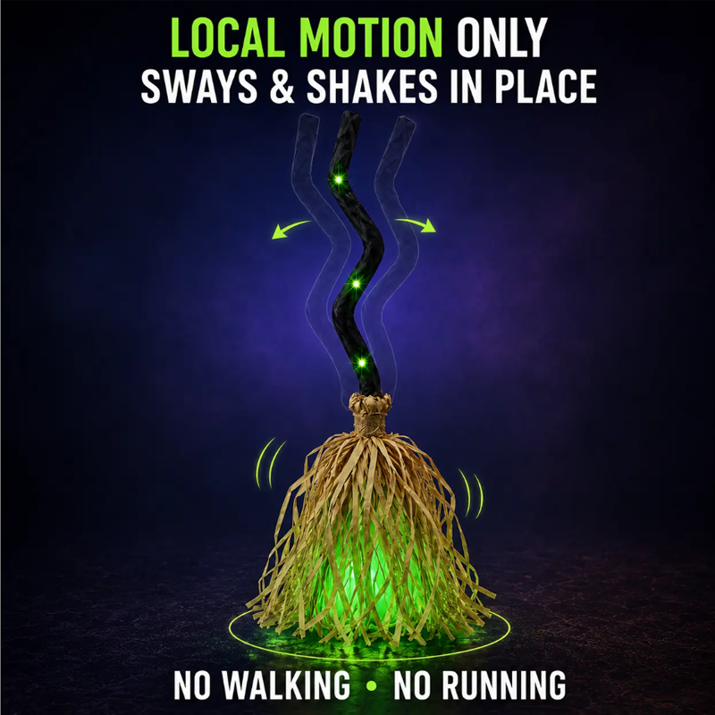 Animated Witch Broom with Lights & Spooky Sounds For Tiktok