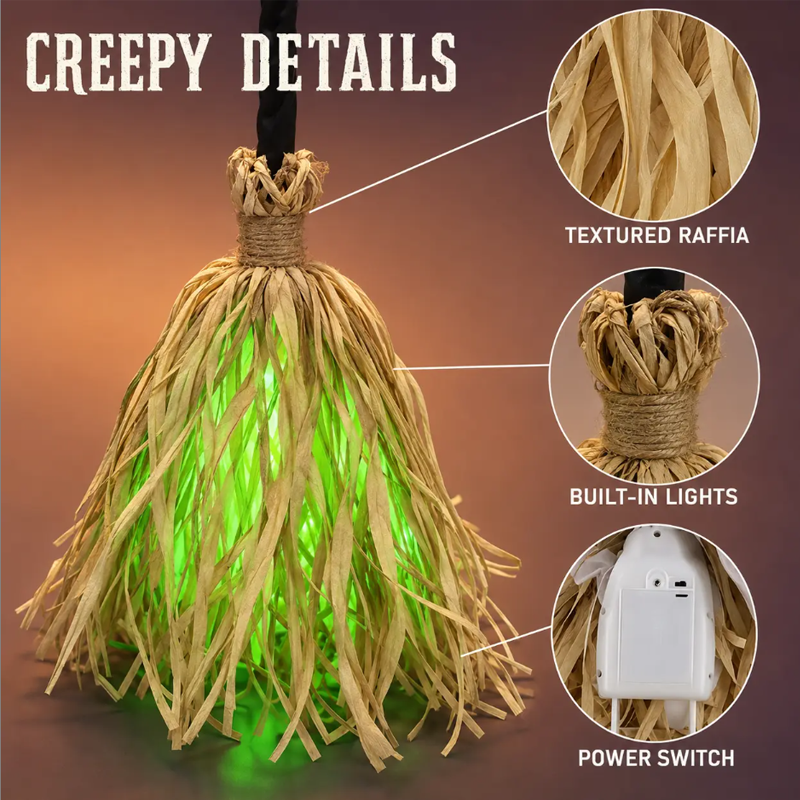 Animated Witch Broom with Lights & Spooky Sounds For Tiktok