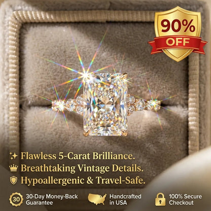 A Little Sparkle For Yourself: 8 Carat Flawless Radiant Cut Moissanite Ring (Hidden Halo, VVS1)-Last Day Sale🔥-50% OFF