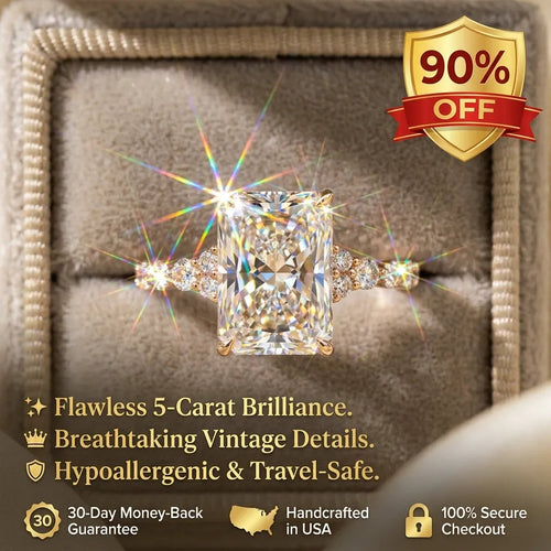 A Little Sparkle For Yourself: 8 Carat Flawless Radiant Cut Moissanite Ring (Hidden Halo, VVS1)-Last Day Sale🔥-50% OFF