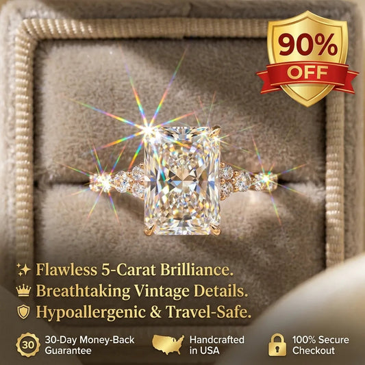 A Little Sparkle For Yourself: 8 Carat Flawless Radiant Cut Moissanite Ring (Hidden Halo, VVS1)-Last Day Sale🔥-50% OFF