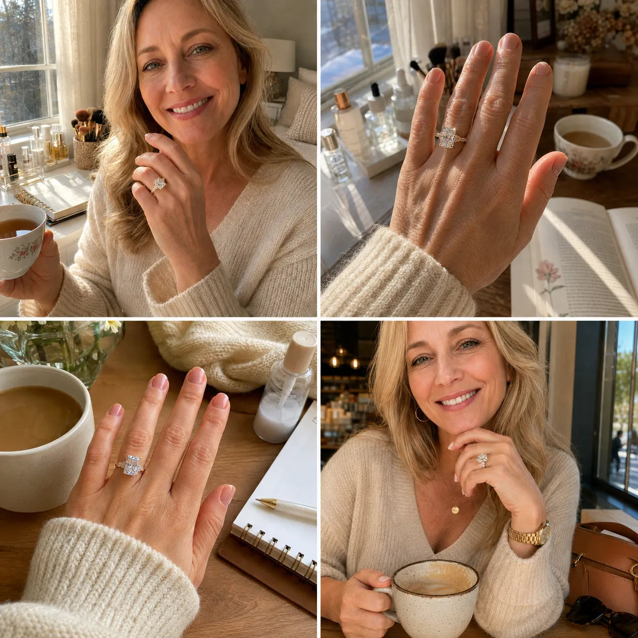 A Little Sparkle For Yourself: 8 Carat Flawless Radiant Cut Moissanite Ring (Hidden Halo, VVS1)-Last Day Sale🔥-50% OFF