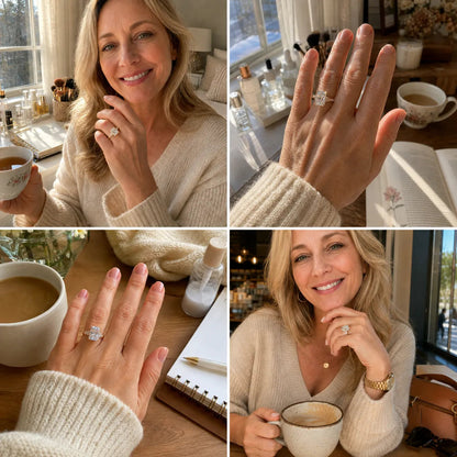 A Little Sparkle For Yourself: 8 Carat Flawless Radiant Cut Moissanite Ring (Hidden Halo, VVS1)-Last Day Sale🔥-50% OFF