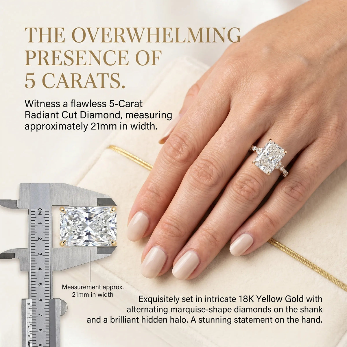 A Little Sparkle For Yourself: 8 Carat Flawless Radiant Cut Moissanite Ring (Hidden Halo, VVS1)-Last Day Sale🔥-50% OFF