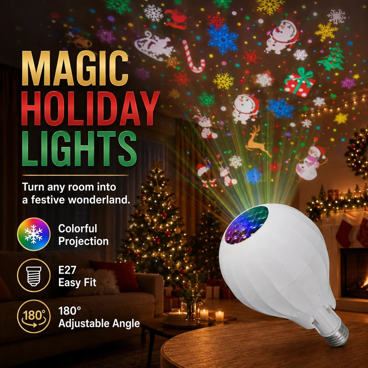 🎅HOT SALE 49% OFF🎄💡Rotating Christmas Projector Bulb | 16 Patterns