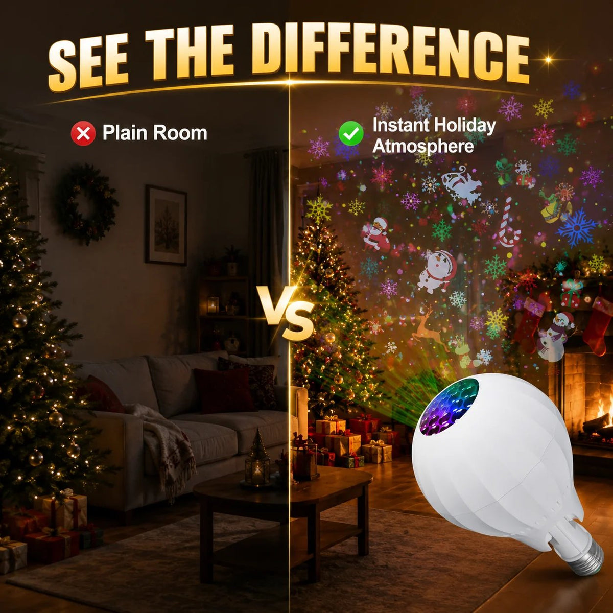 🎅HOT SALE 49% OFF🎄💡Rotating Christmas Projector Bulb | 16 Patterns