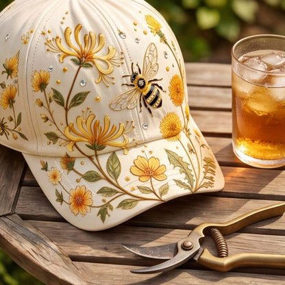 🌸 Hummingbird & Wildflower Embroidered Cap for Women