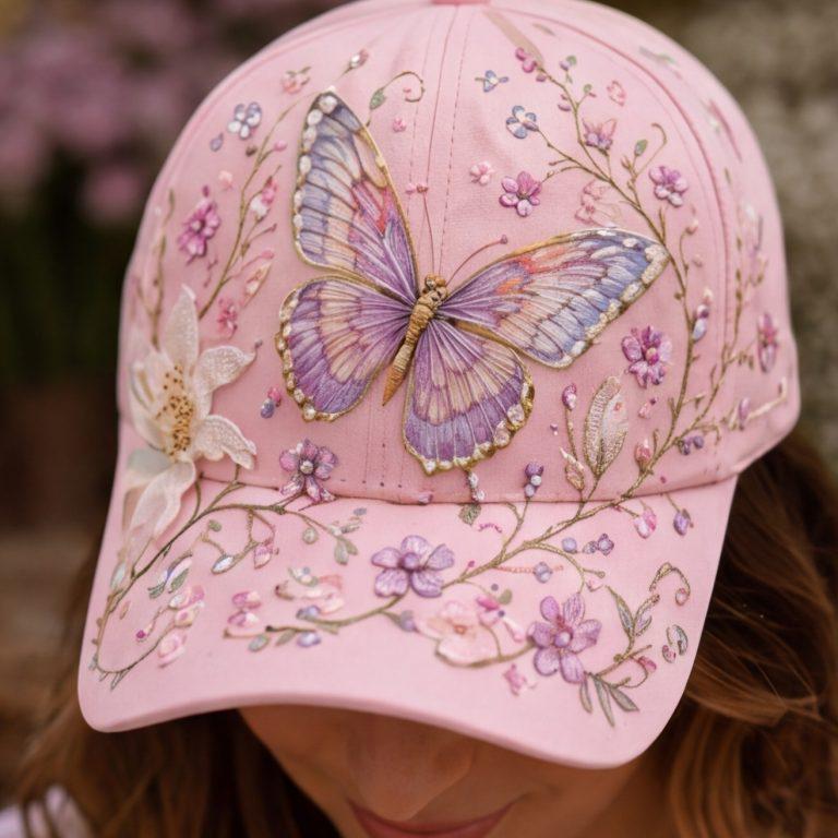 🌸 Hummingbird & Wildflower Embroidered Cap for Women