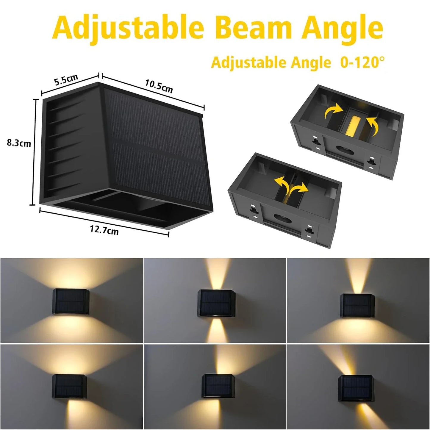 Solar Fence & Wall Light — Dual Up/Down Beams, Warm Glow, Zero Wiring (1 or 2 Pack)