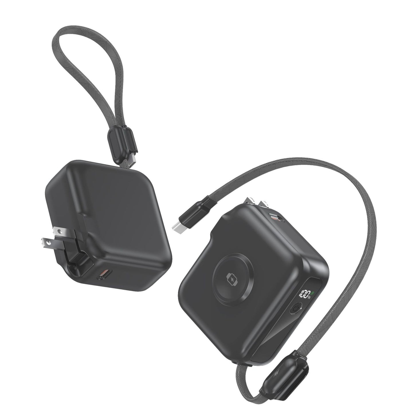 10000mAh Portable Charger Charging with Cable & Wall Plug