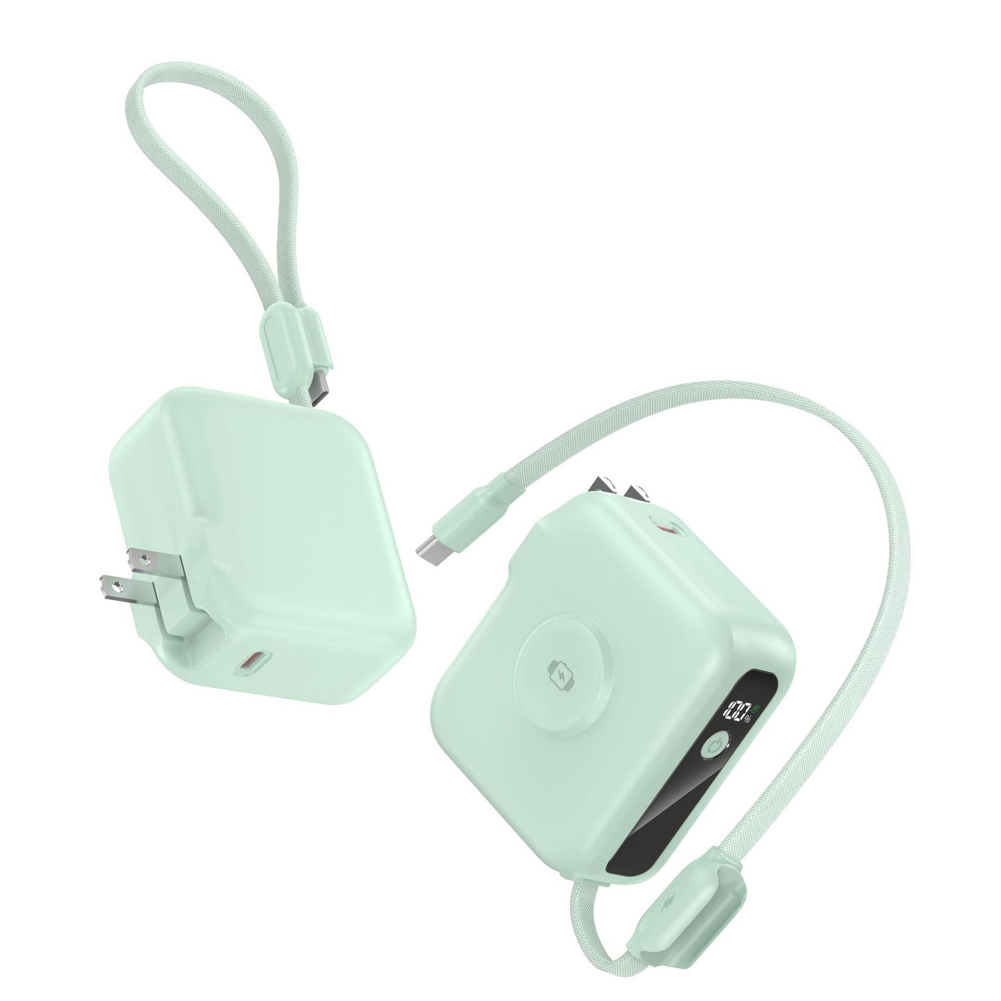 10000mAh Portable Charger Charging with Cable & Wall Plug