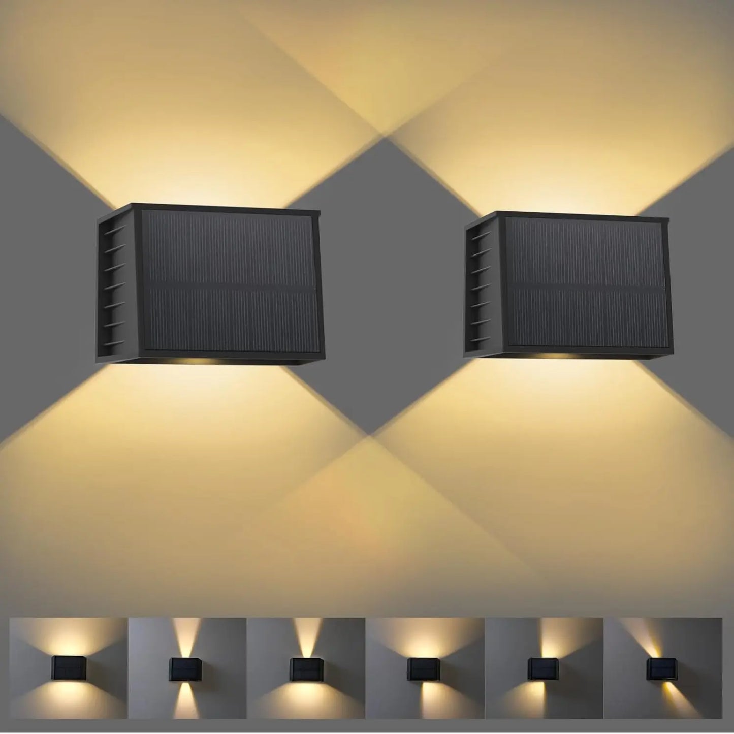 Solar Fence & Wall Light — Dual Up/Down Beams, Warm Glow, Zero Wiring (1 or 2 Pack)