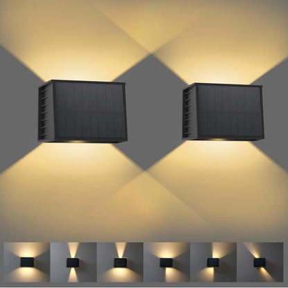 Solar Fence & Wall Light — Dual Up/Down Beams, Warm Glow, Zero Wiring (1 or 2 Pack)