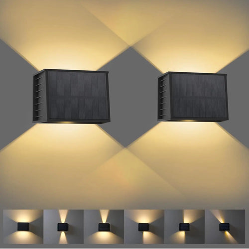 Solar Fence & Wall Light — Dual Up/Down Beams, Warm Glow, Zero Wiring (1 or 2 Pack)