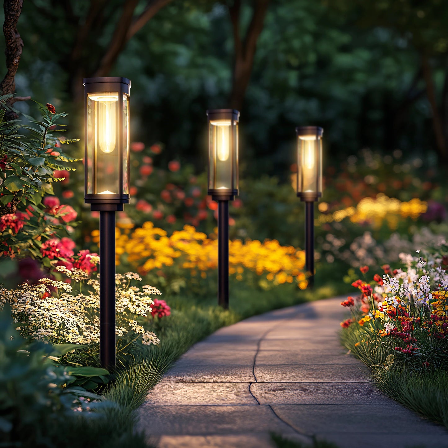 🎉Today's promotion: 60% Off ❤️Solar Pathway Lights with Automatic Dusk-to-Dawn Sensor and Waterproof Design