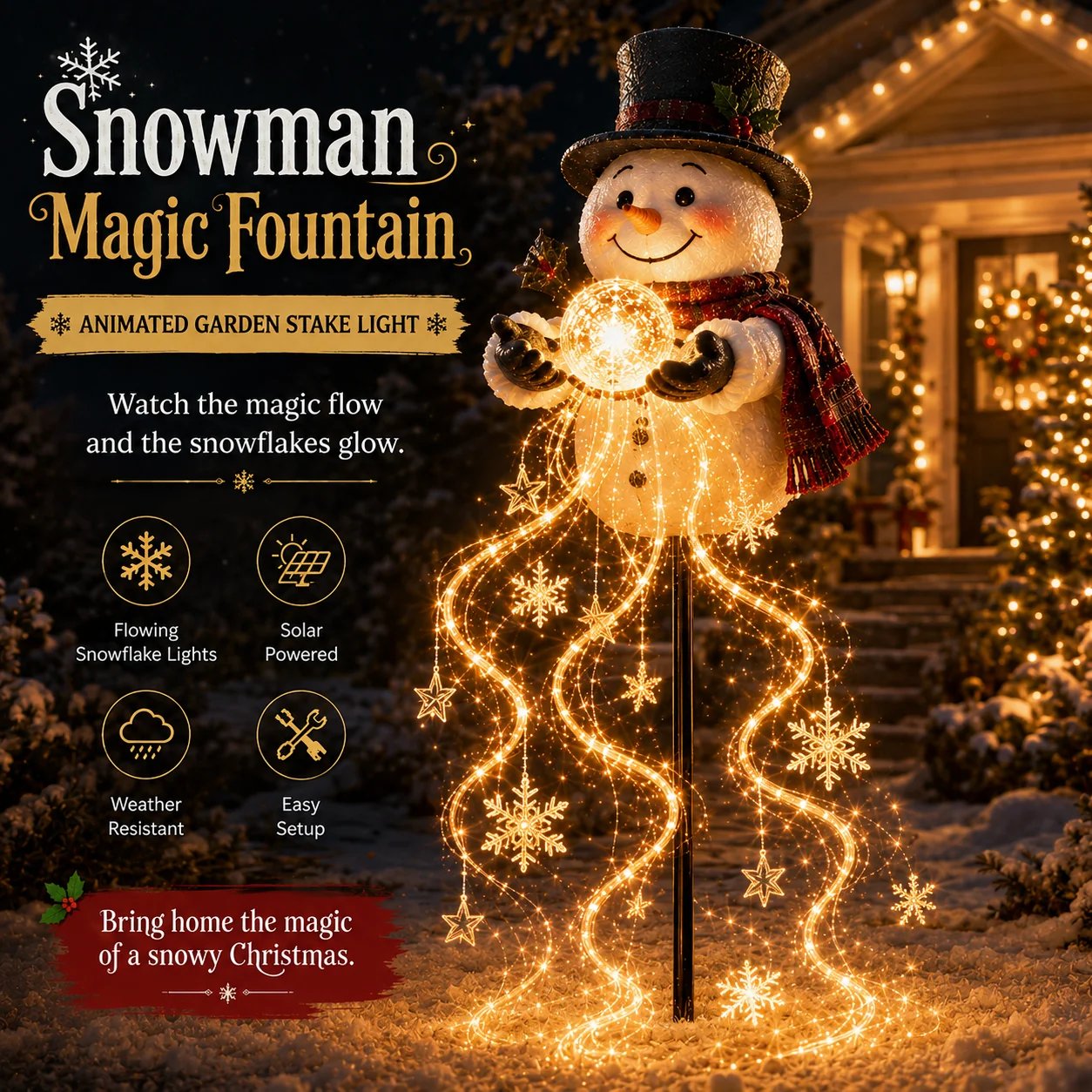 🎅Christmas Early Discount 🔥Buy 2 Get 20% OFF🔥 Snowman Magic Fountain Garden Light
