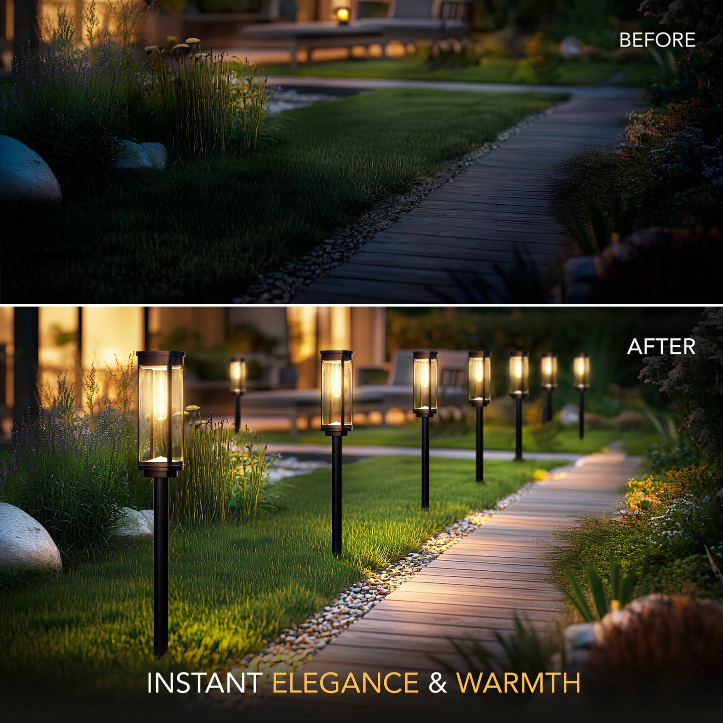 🎉Today's promotion: 60% Off ❤️Solar Pathway Lights with Automatic Dusk-to-Dawn Sensor and Waterproof Design