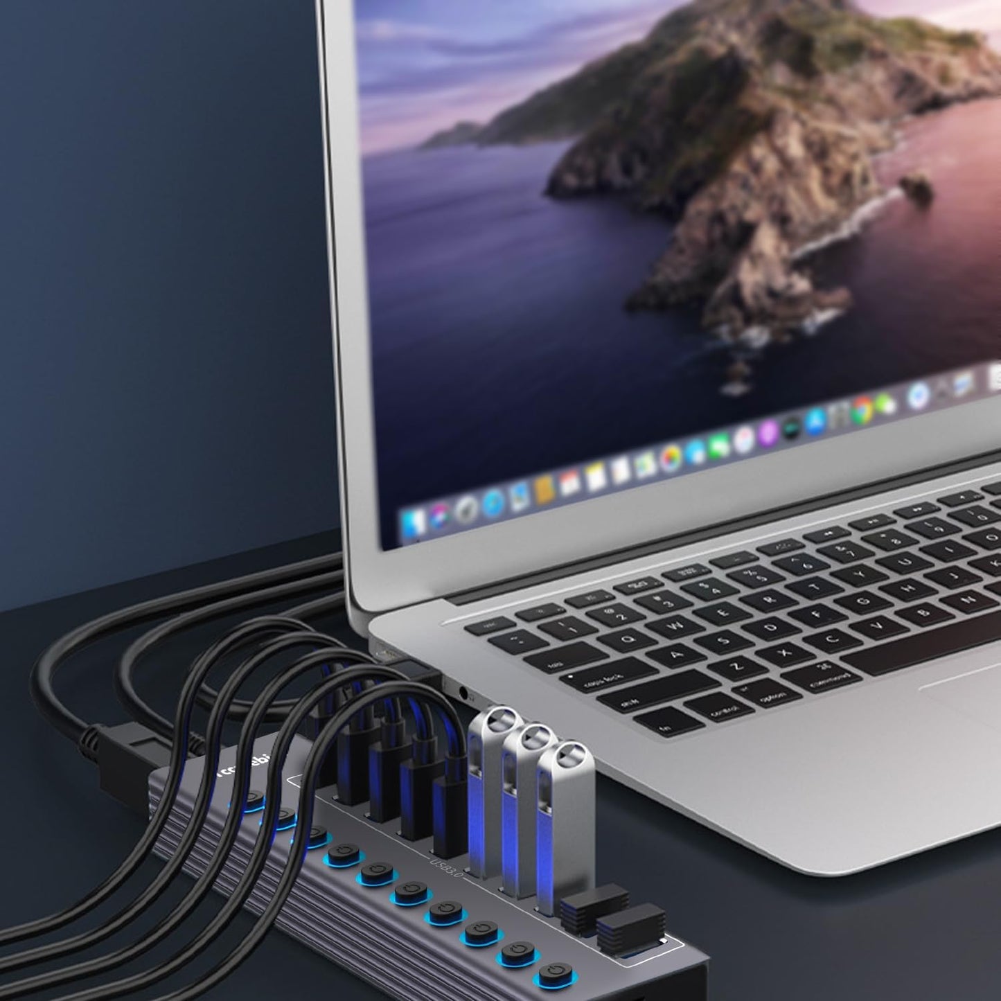 ⚡ Powered USB 3.0 Hub – Expand Your Setup, Control Every Port