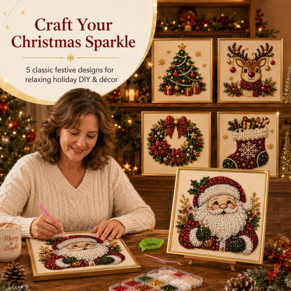 🧘Relaxing & Beginner-Friendly - 🎨💎DIY Christmas Bead Art Diamond Painting Set