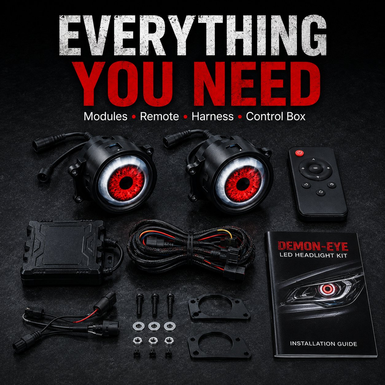🔥RGB Animated Eye LED Headlight Kit – 33+ Colors & Effects